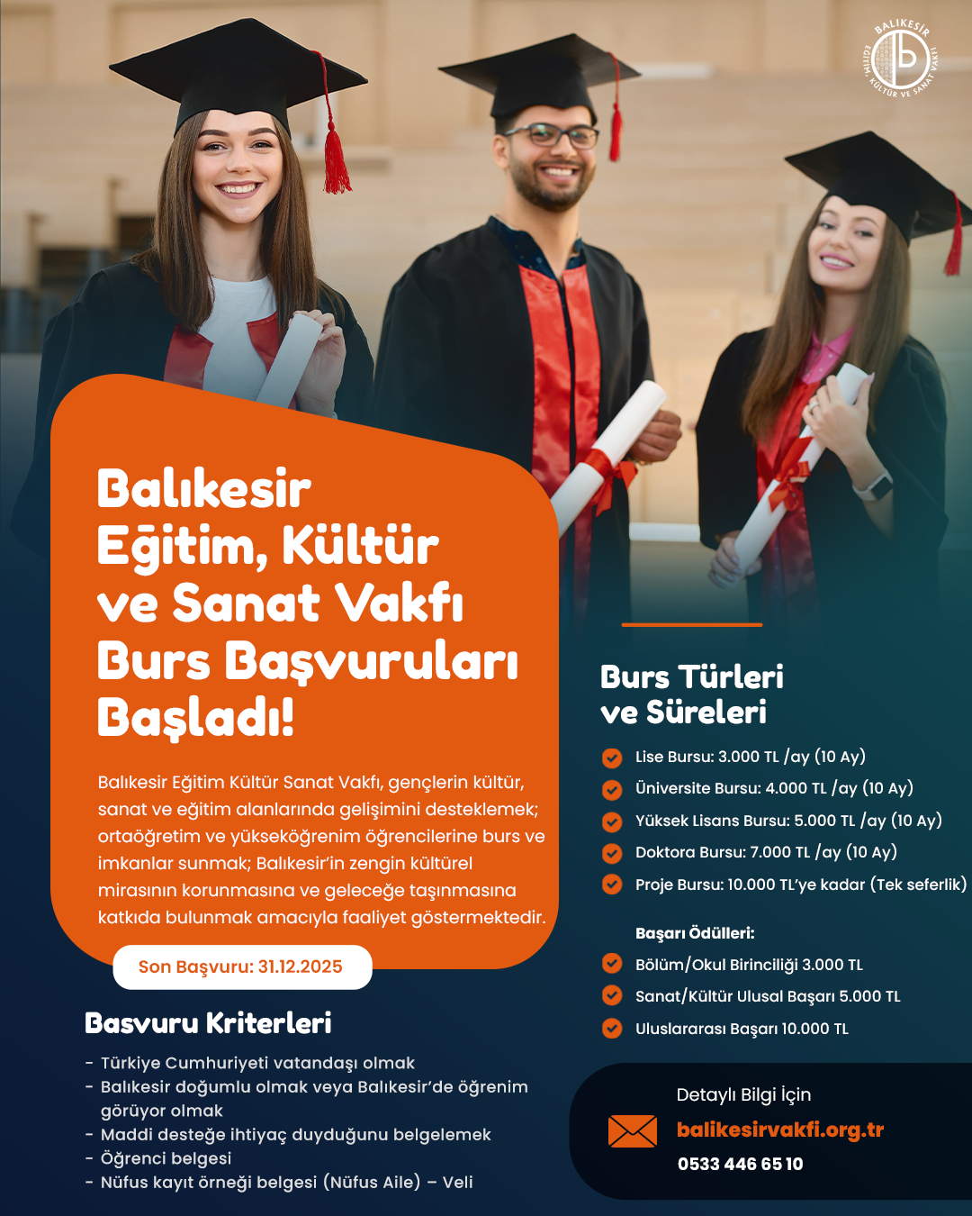 2025–2026 Eğitim Öğretim Yılı Burs Başvuruları Başladı