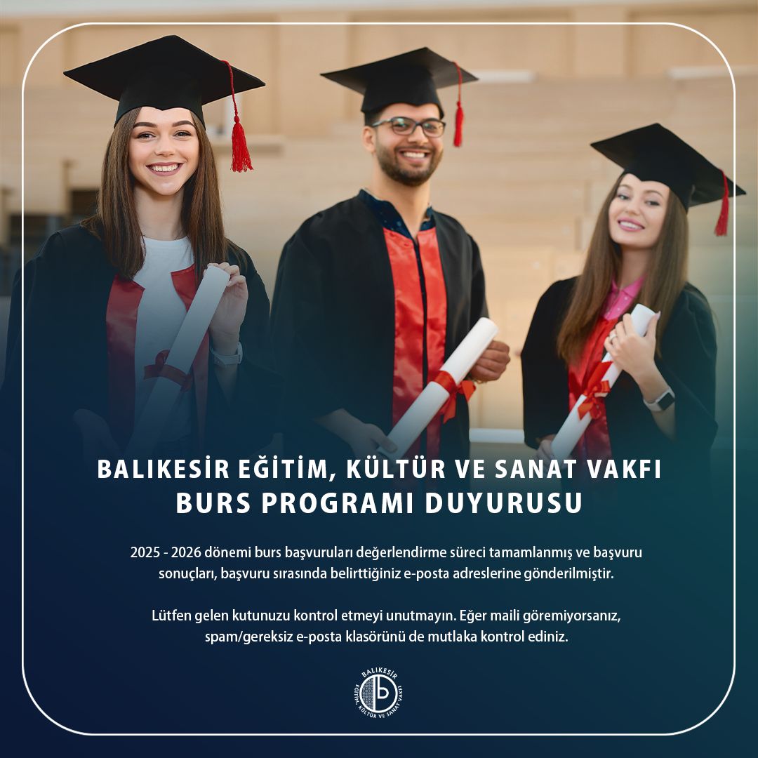 Balıkesir Eğitim, Kültür ve Sanat Vakfı Burs Programı Sonuç Duyurusu